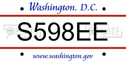 S598EE District Of Columbia License Plate