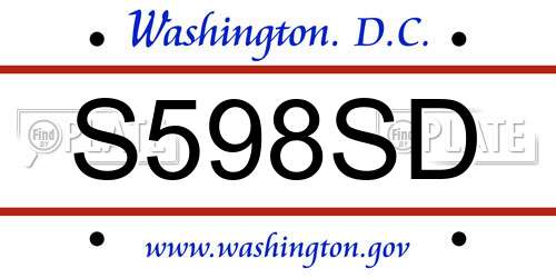S598SD District Of Columbia License Plate