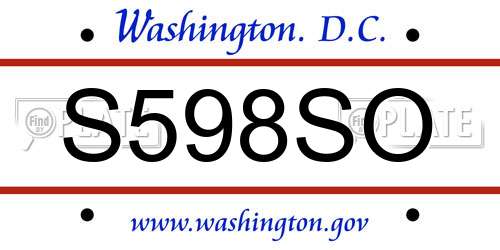 S598SO District Of Columbia License Plate