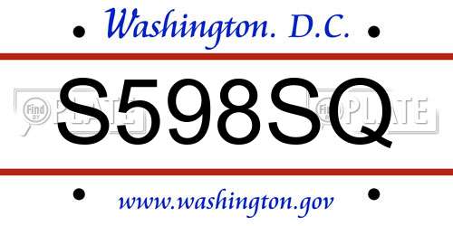S598SQ District Of Columbia License Plate