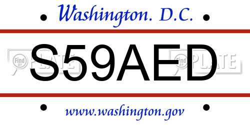 S59AED District Of Columbia License Plate