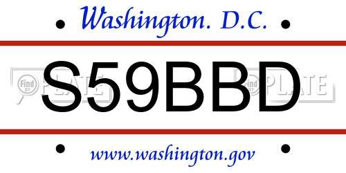 S59BBD District Of Columbia License Plate
