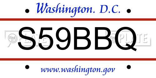 S59BBQ District Of Columbia License Plate