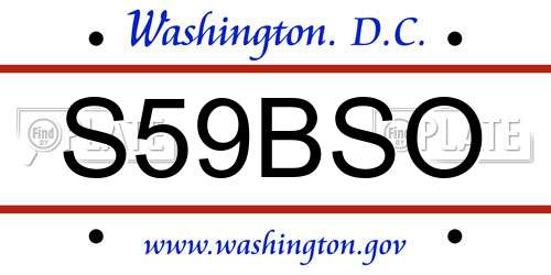 S59BSO District Of Columbia License Plate