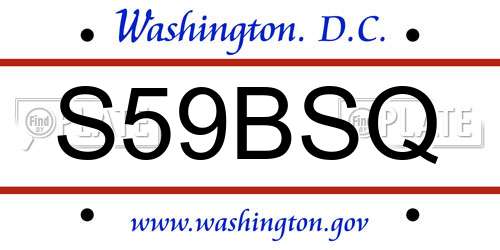 S59BSQ District Of Columbia License Plate