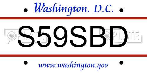 S59SBD District Of Columbia License Plate