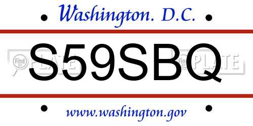 S59SBQ District Of Columbia License Plate