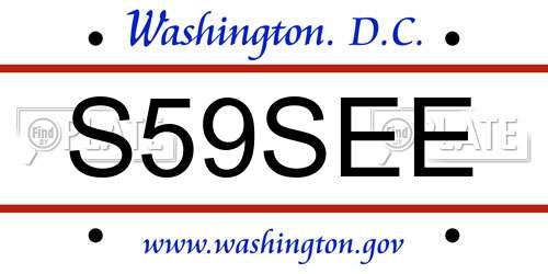 S59SEE District Of Columbia License Plate