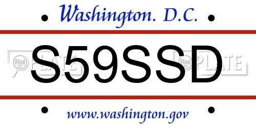 S59SSD District Of Columbia License Plate