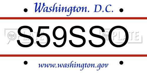 S59SSO District Of Columbia License Plate