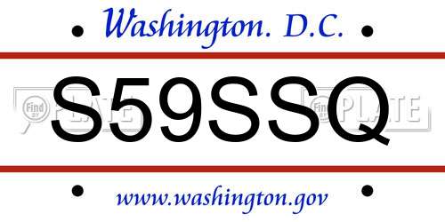 S59SSQ District Of Columbia License Plate