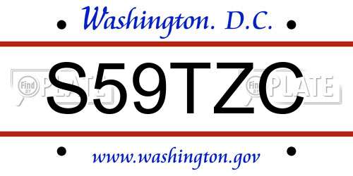 S59TZC District Of Columbia License Plate