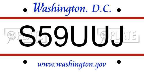 S59UUJ District Of Columbia License Plate
