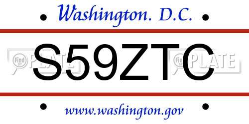 S59ZTC District Of Columbia License Plate