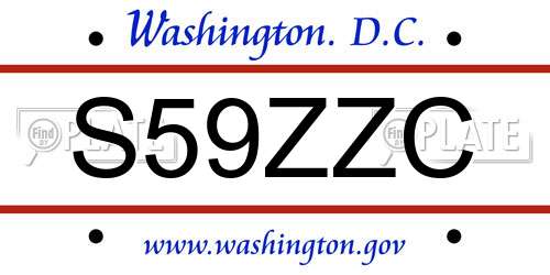 S59ZZC District Of Columbia License Plate