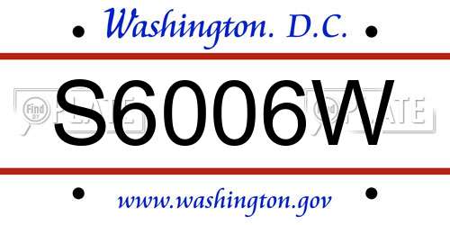 S6006W District Of Columbia License Plate