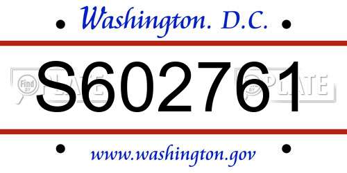 S602761 District Of Columbia License Plate
