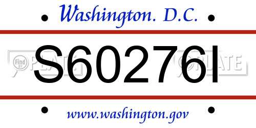 S60276I District Of Columbia License Plate