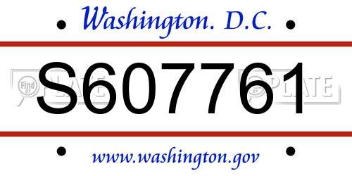 S607761 District Of Columbia License Plate