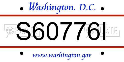 S60776I District Of Columbia License Plate