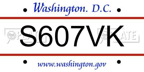 S607VK District Of Columbia License Plate