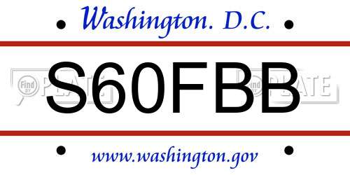 S60FBB District Of Columbia License Plate