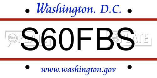 S60FBS District Of Columbia License Plate