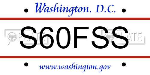 S60FSS District Of Columbia License Plate