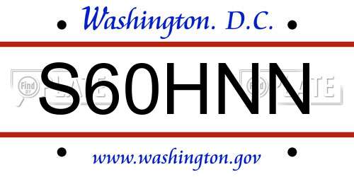 S60HNN District Of Columbia License Plate