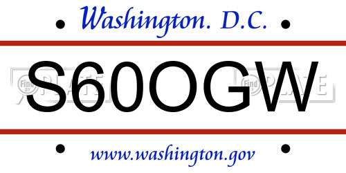 S60OGW District Of Columbia License Plate