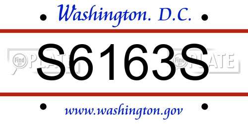 S6163S District Of Columbia License Plate