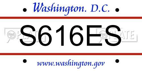 S616ES District Of Columbia License Plate