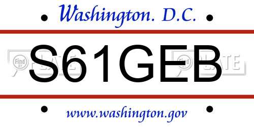 S61GEB District Of Columbia License Plate