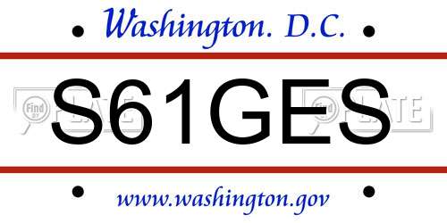 S61GES District Of Columbia License Plate