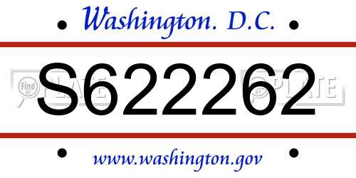 S622262 District Of Columbia License Plate