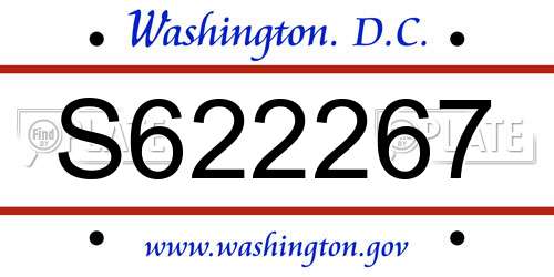 S622267 District Of Columbia License Plate