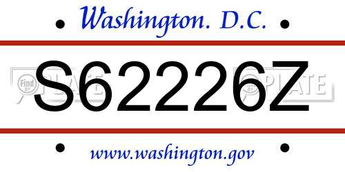 S62226Z District Of Columbia License Plate