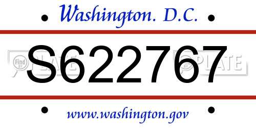 S622767 District Of Columbia License Plate