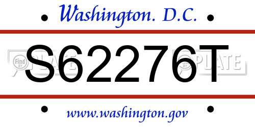 S62276T District Of Columbia License Plate