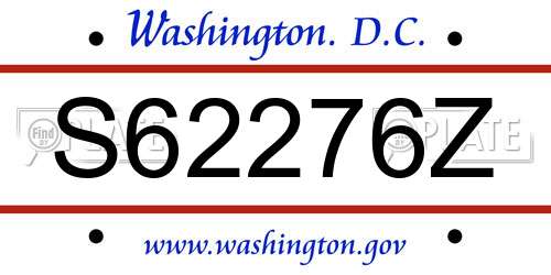 S62276Z District Of Columbia License Plate