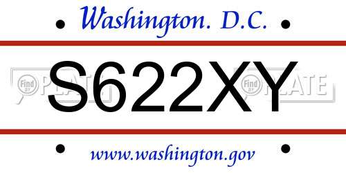 S622XY District Of Columbia License Plate