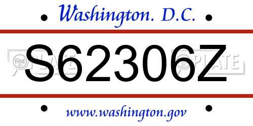 S62306Z District Of Columbia License Plate