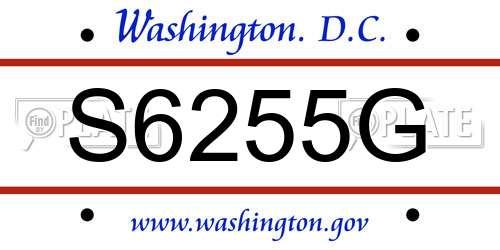 S6255G District Of Columbia License Plate