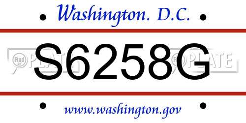 S6258G District Of Columbia License Plate