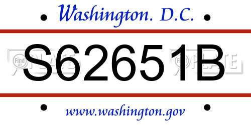 S62651B District Of Columbia License Plate