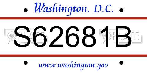 S62681B District Of Columbia License Plate