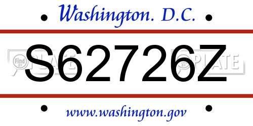 S62726Z District Of Columbia License Plate