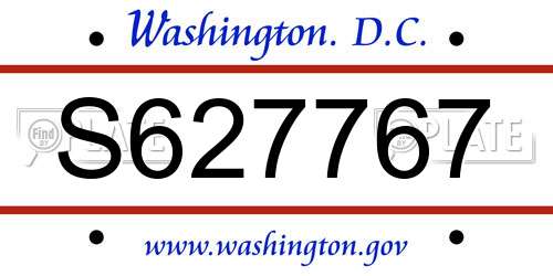 S627767 District Of Columbia License Plate
