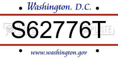 S62776T District Of Columbia License Plate