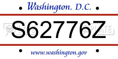 S62776Z District Of Columbia License Plate